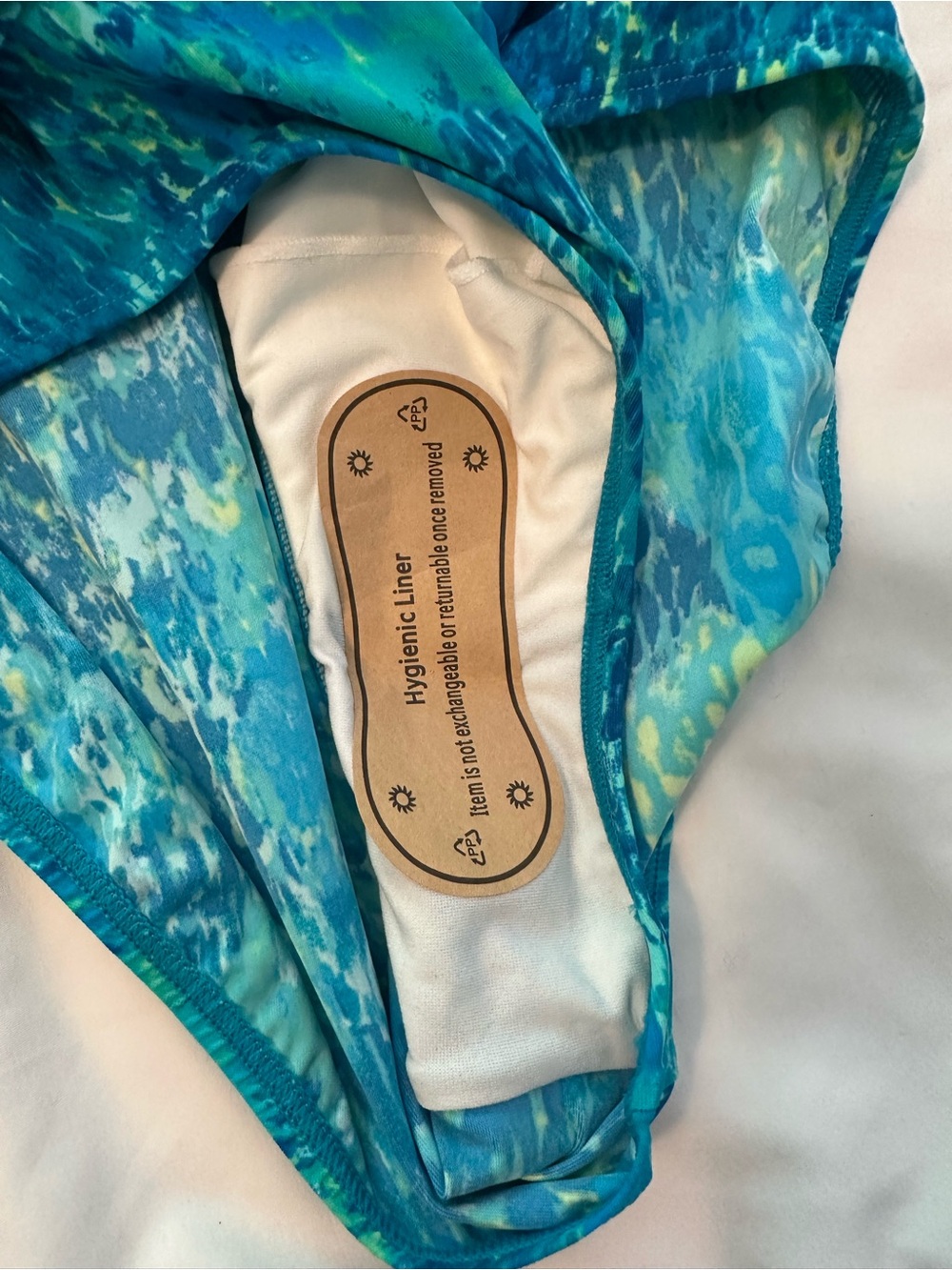 L.L. Bean Turquoise and Teal Patterned One-Piece Swimsuit - Picture 7 of 15
